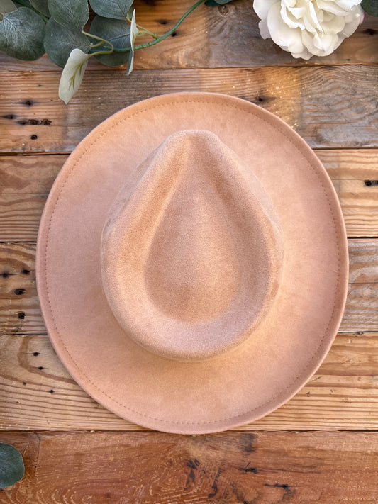 Camel Vegan Suede Short Rim Rancher Base Hat