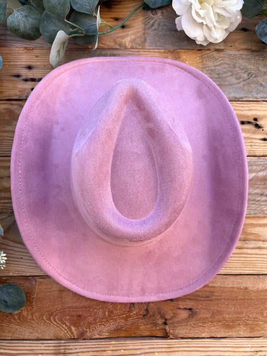 Dusty Pink Vegan Suede Fashion Cowboy Base Hat